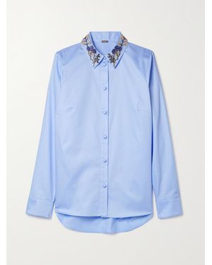 Adam Lippes Embellished Cotton-Poplin Shirt - Blue