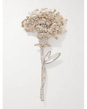 McQueen Carnation-Tone Crystal Brooch - Natural