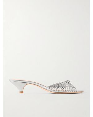 Loeffler Randall Dixie 40 Metallic-Leather Mules - Natural