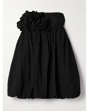 Kika Vargas Haidari Strapless Appliquéd Embroidered Cotton Mini Dress - Black