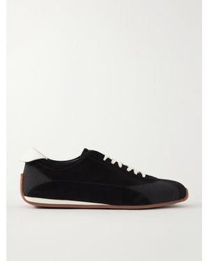 Neous Berenices Leather-Trimmed Suede And Mesh Trainers - Black