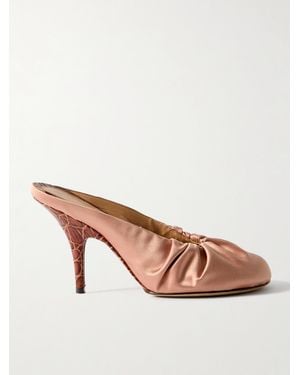 Dries Van Noten Mules Aus Satin Mit Raffungen - Pink