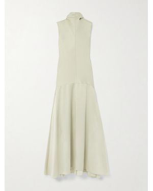 Jil Sander Cutout Satin-Crepe Midi Dress - White