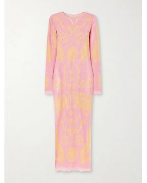 Cala De La Cruz Tania Printed Mesh Maxi Dress - Pink