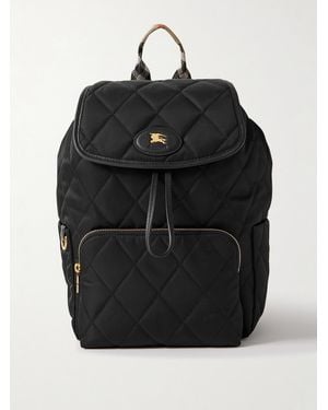 Burberry Rucksack Aus Gestepptem Shell Mit Lederbesätzen Und Verzierung - Schwarz