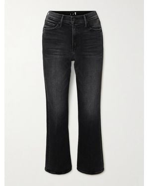 Mother The Outsider Flood Cropped Mid-Rise Bootcut Jeans - Black