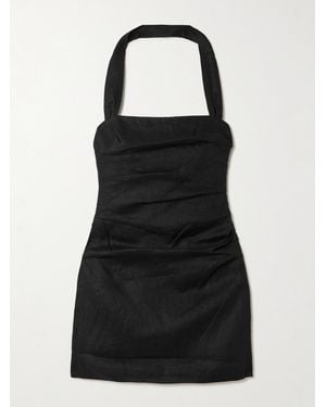 SIR. Noemi Neckholder-Minikleid Aus Leinen Mit Raffungen - Schwarz
