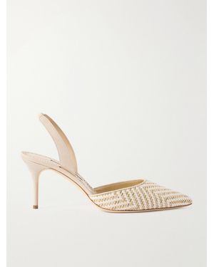 Manolo Blahnik Carolyne Raffia Slingback Court Shoes - Natural