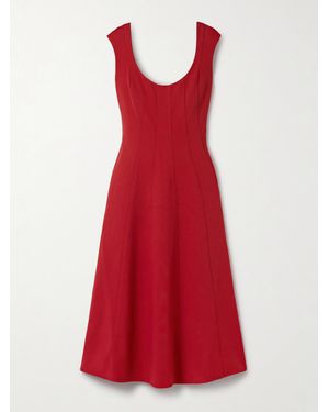 STAUD Charlotte Woven Midi Dress - Red