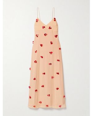 Ulla Johnson Eve Embellished Silk-Chiffon Midi Dress - Pink