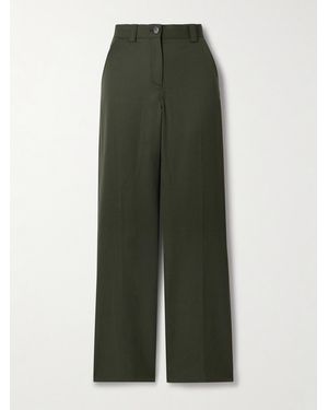 Veronica de Piante Avery Grain De Poudre Wool Wide-Leg Trousers - Green