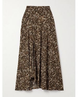 Isabel Marant Sakura Asymmetric Leopard-Print Stretch-Silk Skirt - Multicolor