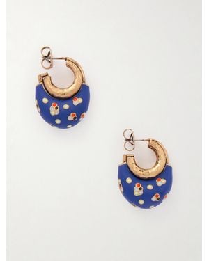 Maison Mayle Niki Vergoldete Ohrringe Mit Emaille - Blau