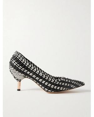 Gabriela Hearst Andres Two-Tone Woven Leather Pumps - Weiß