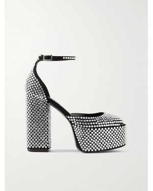 Paris Texas Dalilah Crystal-Embellished Suede Platform Court Shoes - White