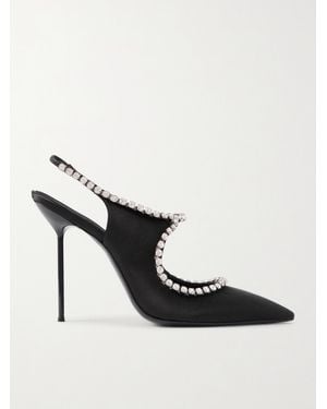 Paris Texas Escarpins Babies En Satin À Cristaux Lidia - Noir