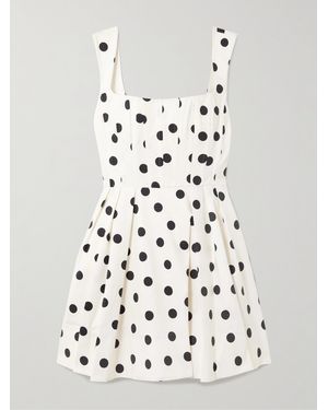 Rebecca Vallance Maisie Pleated Polka-Dot Cotton-Blend Poplin Mini Dress - White