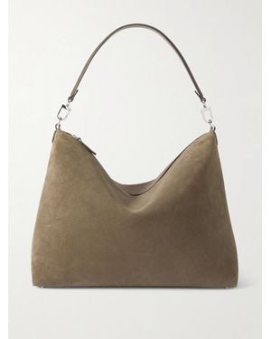 TOTEME Bevel Medium Textured-Suede Tote - Gray