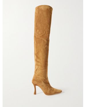 STAUD Cami Suede Over-The-Knee Boots - White