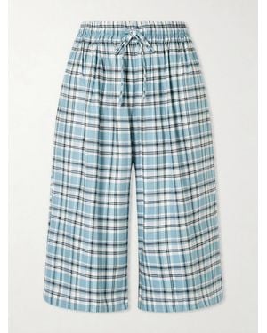 Acne Studios Embroidered Checked Flannel Shorts - Blue