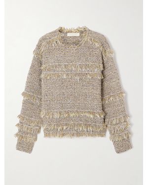 Ulla Johnson Frayed Metallic Tweed Sweater - Natural