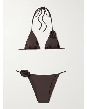 Maygel Coronel Gola Appliquéd Triangle Halterneck Bikini - Natural