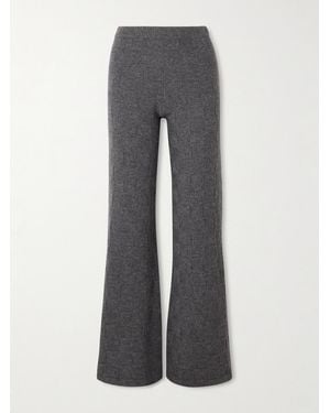The Elder Statesman Cashmere Wide-Leg Track Pants - Gray