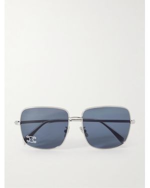 Celine Triomphe Crystal-Embellished Square-Frame-Tone Sunglasses - Blue