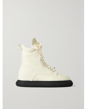 The Attico Selene Logo-Embellished Shell And Leather Combat Boots - White
