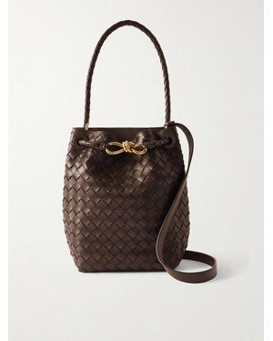 Bottega Veneta Andiamo Intrecciato Leather Bucket Bag - Brown