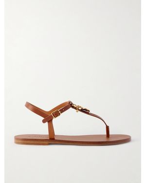 Chloé Charms Embellished Leather Sandals - Brown