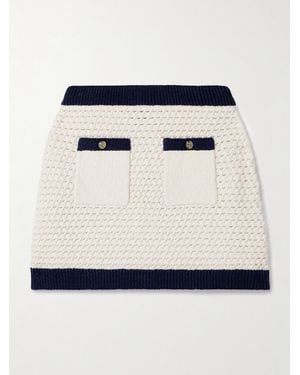 Gucci Zweifarbiger Minirock Aus Einer Gehäkelten Baumwollmischung Mit Zierknöpfen - Blau