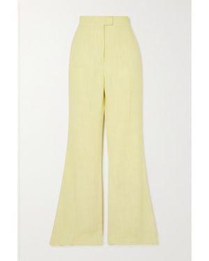 Galvan London Woven Wide-Leg Trousers - Yellow