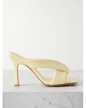 Bottega Veneta Riva Padded Glossed-Leather Mules - Natural