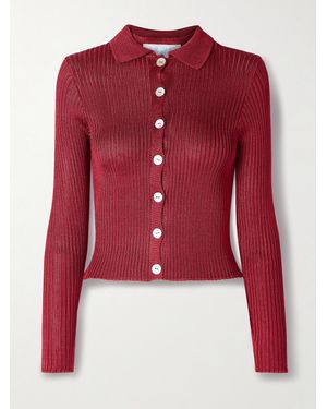 Calle Del Mar Cropped Ribbed-Knit Cardigan - Red