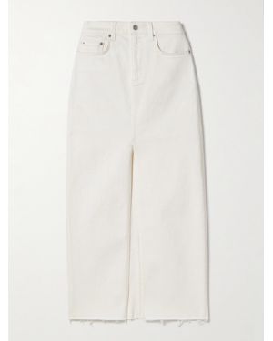 Salon 1884 Net Sustain Orlan Frayed Denim Maxi Skirt - White