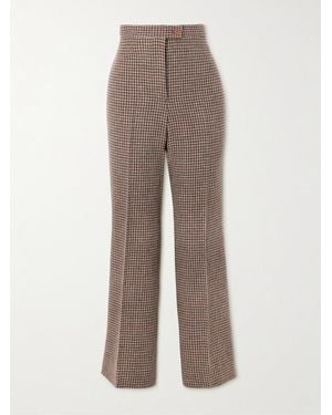 Giuliva Heritage Laura Houndstooh Wool Wide-Leg Trousers - Brown