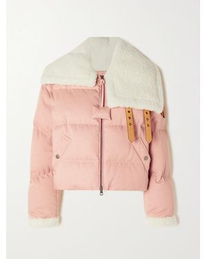 Moncler Genius Jw Anderson Penygarder Shearling-Trimmed Quilted Denim Down Jacket - Pink