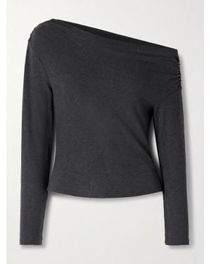 STAUD Philomena Asymmetrisches Oberteil Aus Jersey Aus Einer Modalmischung Mit Raffungen - Schwarz