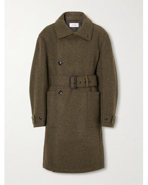 Lemaire Belted Alpaca And Wool-Blend Felt Coat - Green