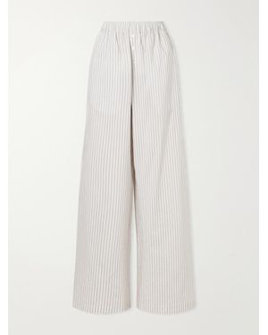 Rohe Striped Silk And Cotton-Blend Wide-Leg Trousers - White