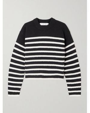 Proenza Schouler Nia Cropped Striped Cotton-Blend Sweater - Black