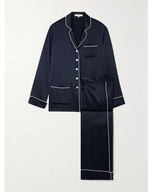 Olivia Von Halle Coco Silk-Satin Pyjama Set - Blue