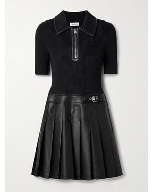 Jonathan Simkhai Linnie Ribbed-Knit And Pleated Mini Dress - Black