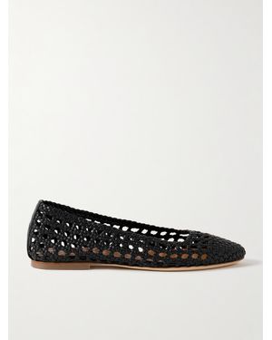 STAUD Nell Ballerinas Aus Geflochtenem Leder - Weiß