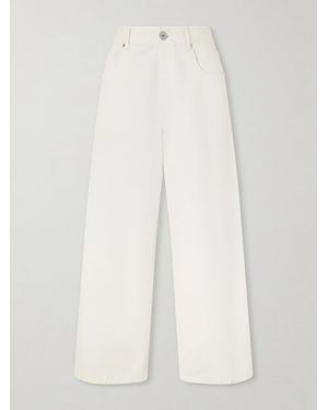 Brunello Cucinelli Embellished High-Rise Wide-Leg Jeans - White