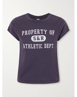 Sporty & Rich Printed Garment-Dyed Cotton-Jersey T-Shirt - Blue