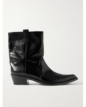 KHAITE Clive Embroidered Leather Ankle Boots - Black