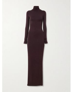 ÉTERNE Stretch-Modal Jersey Turtleneck Maxi Dress - Purple