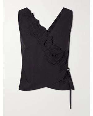 SIR. Klara Broderie Anglaise Cotton Wrap Top - Blue